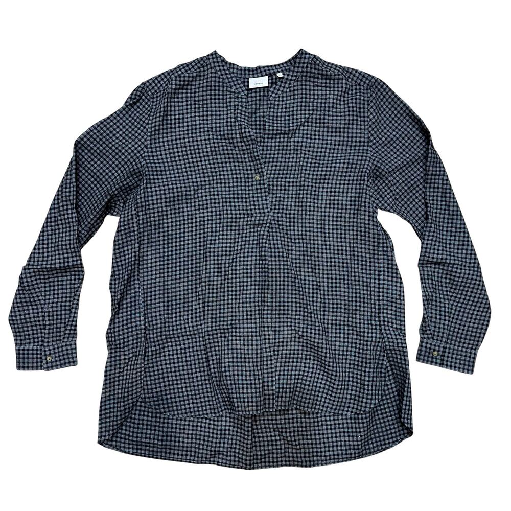 820 Caliban Wool Cashmere Blend Shirt 46 IT Oversized V-Neck Gingham Gorpcore